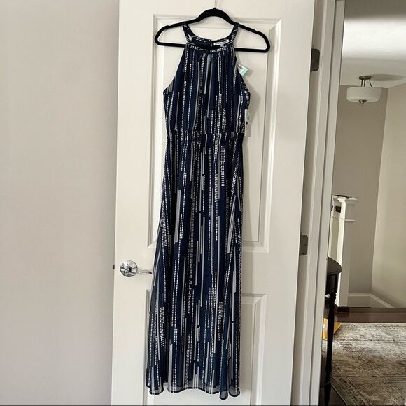 NWT Collective Concepts halter style abstract striped maxi dress. M - Picture 1 of 13